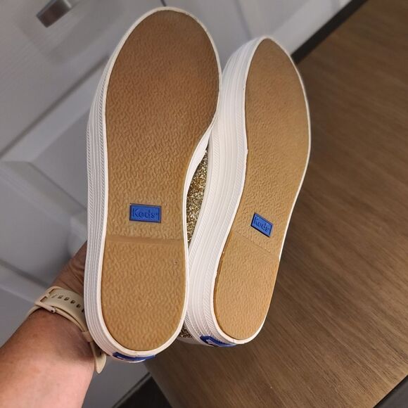 Kate Spade Glitter Double Decker Platform Gold Daisy Sneakers Size 8 NEW - Picture 8 of 9